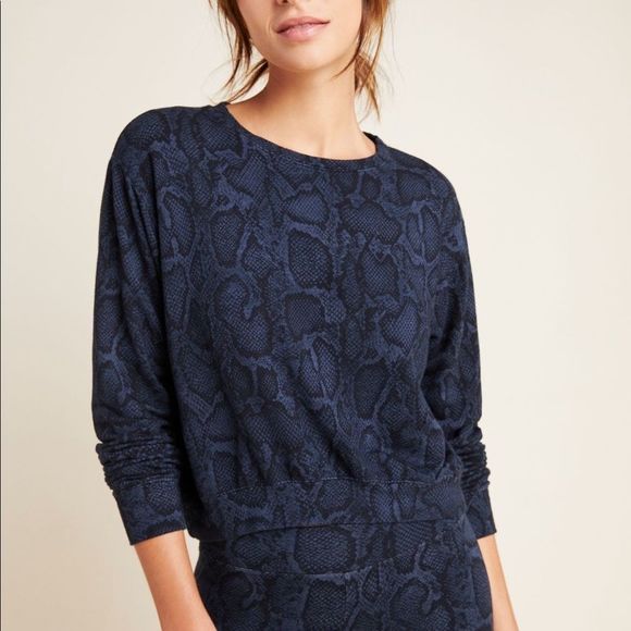 SUNDRY Python Crop Blouson Sweatshirt Medium - Picture 1 of 8